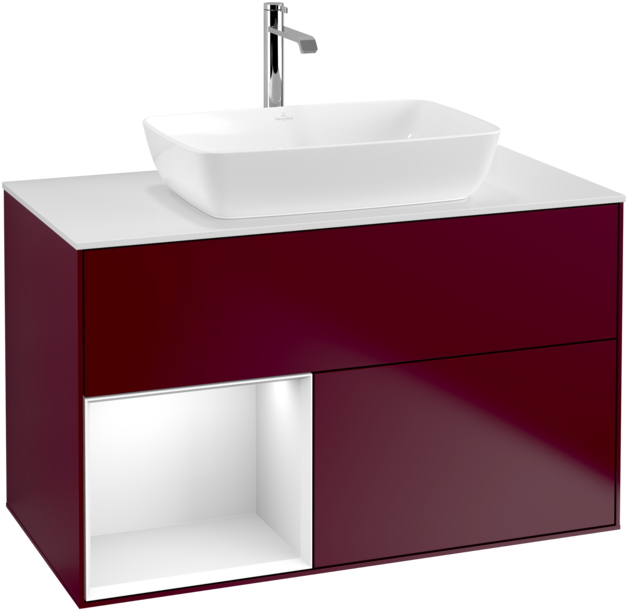 Тумба під раковину Villeroy & Boch Finion 100х50,1 см з підсвічуванням МДФ півонія матовий лак/скло біле матове F771GFHB