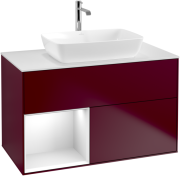 Тумба под раковину Villeroy & Boch Finion 100х50,1 см с подсветкой МДФ пион матовый лак/стекло белое матовое F771GFHB