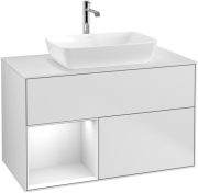 Тумба под раковину Villeroy & Boch Finion 100х50,1 см с подсветкой МДФ белый матовый лак/стекло белое матовое F771GFMT