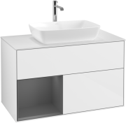 Тумба под раковину Villeroy & Boch Finion 100х50,1 см с подсветкой МДФ глянцевый белый лак/стекло белое матовое F771GKGF