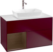 Тумба под раковину Villeroy & Boch Finion 100х50,1 см с подсветкой МДФ пион матовый лак/стекло белое матовое F771GNHB