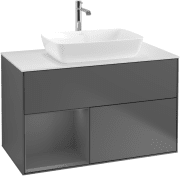 Тумба под раковину Villeroy & Boch Finion 100х50,1 см с подсветкой МДФ антрацит матовый лак/стекло белое матовое F771GKGK