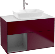 Тумба под раковину Villeroy & Boch Finion 100х50,1 см с подсветкой МДФ пион матовый лак/стекло белое матовое F771GKHB