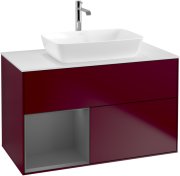 Тумба под раковину Villeroy & Boch Finion 100х50,1 см с подсветкой МДФ пион матовый лак/стекло белое матовое F771GKHB