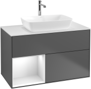 Тумба под раковину Villeroy & Boch Finion 100х50,1 см с подсветкой МДФ антрацит матовый лак/стекло белое матовое F771GFGK