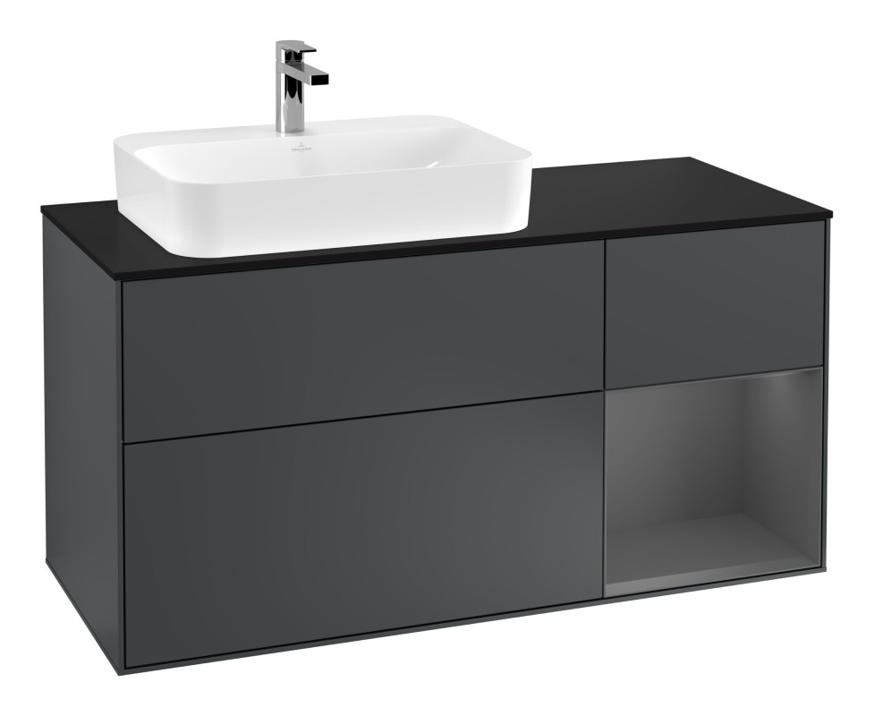 Тумба под раковину Villeroy & Boch Finion 120х50,1 см с подсветкой МДФ темно-синий матовый лак/стекло черное матовое G402GKHG