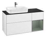 Тумба под раковину Villeroy & Boch Finion 120х50,1 см с подсветкой МДФ глянцевый белый лак/стекло черное матовое G402GMGF