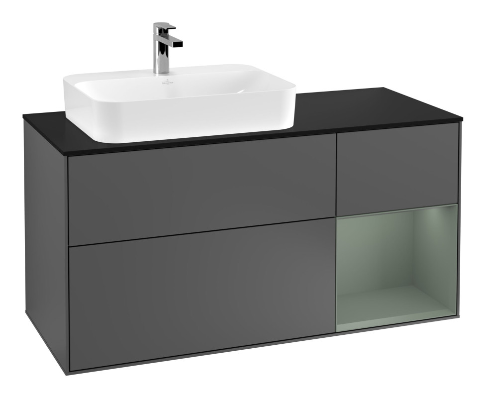 Тумба под раковину Villeroy & Boch Finion 120х50,1 см с подсветкой МДФ антрацит матовый лак/стекло черное матовое G402GMGK