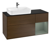 Тумба под раковину Villeroy & Boch Finion 120х50,1 см с подсветкой МДФ шпон грецкого ореха/стекло черное матовое G402GMGN