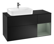 Тумба под раковину Villeroy & Boch Finion 120х50,1 см с подсветкой МДФ черный матовый лак/стекло черное матовое G402GMPD