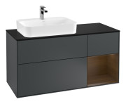 Тумба под раковину Villeroy & Boch Finion 120х50,1 см с подсветкой МДФ темно-синий матовый лак/стекло черное матовое G402GNHG