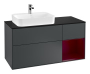 Тумба под раковину Villeroy & Boch Finion 120х50,1 см с подсветкой МДФ темно-синий матовый лак/стекло черное матовое G402HBHG