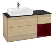 Тумба под раковину Villeroy & Boch Finion 120х50,1 см с подсветкой МДФ шпон дуба/стекло черное матовое G402HBPC