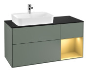 Тумба под раковину Villeroy & Boch Finion 120х50,1 см с подсветкой МДФ оливковый матовый лак/стекло черное матовое G402HFGM