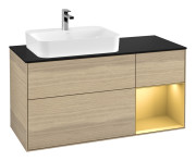 Тумба под раковину Villeroy & Boch Finion 120х50,1 см с подсветкой МДФ шпон дуба/стекло черное матовое G402HFPC