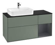 Тумба под раковину Villeroy & Boch Finion 120х50,1 см с подсветкой МДФ оливковый матовый лак/стекло черное матовое G402HGGM