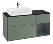 Тумба під раковину Villeroy & Boch Finion 120х50,1 см із підсвічуванням МДФ оливковий матовий лак/скло чорне матове G402HGGM