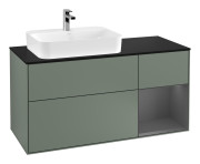 Тумба под раковину Villeroy & Boch Finion 120х50,1 см с подсветкой МДФ оливковый матовый лак/стекло черное матовое G402GKGM