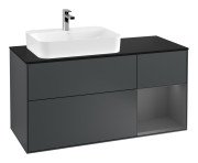 Тумба під раковину Villeroy & Boch Finion 120х50,1 см із підсвічуванням МДФ темно-синій матовий лак/скло чорне матове G402GKHG