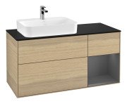 Тумба під раковину Villeroy & Boch Finion 120х50,1 см із підсвічуванням МДФ шпон дуба/скло чорне матове G402GKPC