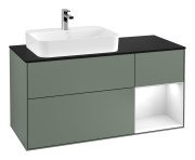 Тумба під раковину Villeroy & Boch Finion 120х50,1 см із підсвічуванням МДФ оливковий матовий лак/скло чорне матове G402GFGM