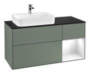 Тумба под раковину Villeroy & Boch Finion 120х50,1 см с подсветкой МДФ оливковый матовый лак/стекло черное матовое G402GFGM