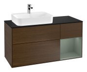 Тумба под раковину Villeroy & Boch Finion 120х50,1 см с подсветкой МДФ шпон грецкого ореха/стекло черное матовое G402GMGN