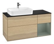 Тумба під раковину Villeroy & Boch Finion 120х50,1 см із підсвічуванням МДФ шпон дуба/скло чорне матове G402GMPC