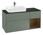 Тумба під раковину Villeroy & Boch Finion 120х50,1 см із підсвічуванням МДФ оливковий матовий лак/скло чорне матове G402GNGM