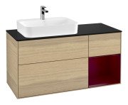 Тумба под раковину Villeroy & Boch Finion 120х50,1 см с подсветкой МДФ шпон дуба/стекло черное матовое G402HBPC