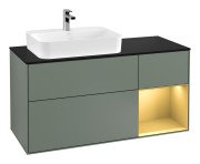 Тумба під раковину Villeroy & Boch Finion 120х50,1 см із підсвічуванням МДФ оливковий матовий лак/скло чорне матове G402HFGM