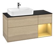 Тумба под раковину Villeroy & Boch Finion 120х50,1 см с подсветкой МДФ шпон дуба/стекло черное матовое G402HFPC