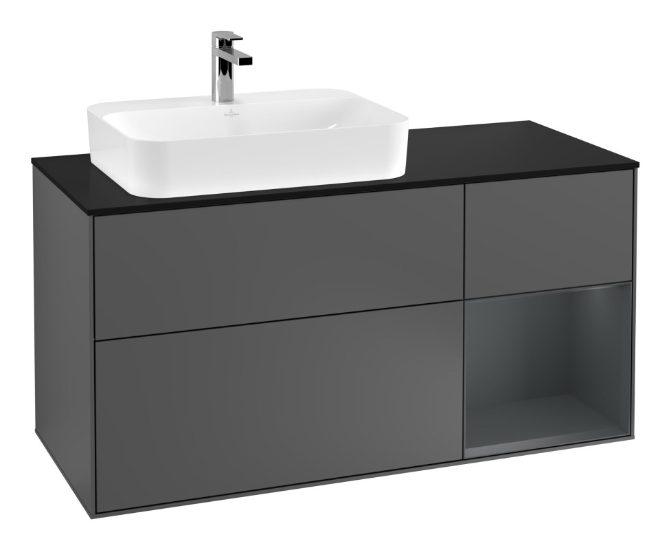 Тумба під раковину Villeroy & Boch Finion 120х50,1 см із підсвічуванням МДФ антрацит матовий лак/скло чорне матове G402HGGK