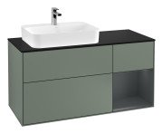 Тумба під раковину Villeroy & Boch Finion 120х50,1 см із підсвічуванням МДФ оливковий матовий лак/скло чорне матове G402HGGM