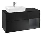 Тумба под раковину Villeroy & Boch Finion 120х50,1 см с подсветкой МДФ черный матовый лак/стекло черное матовое G402HGPD