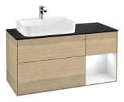 Тумба под раковину Villeroy & Boch Finion 120х50,1 см с подсветкой МДФ шпон дуба/стекло черное матовое G402GFPC