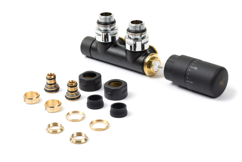 Комплект Теrma интегрированный термостатический угловой левый латунь черный матовый WRZT5G1-CM