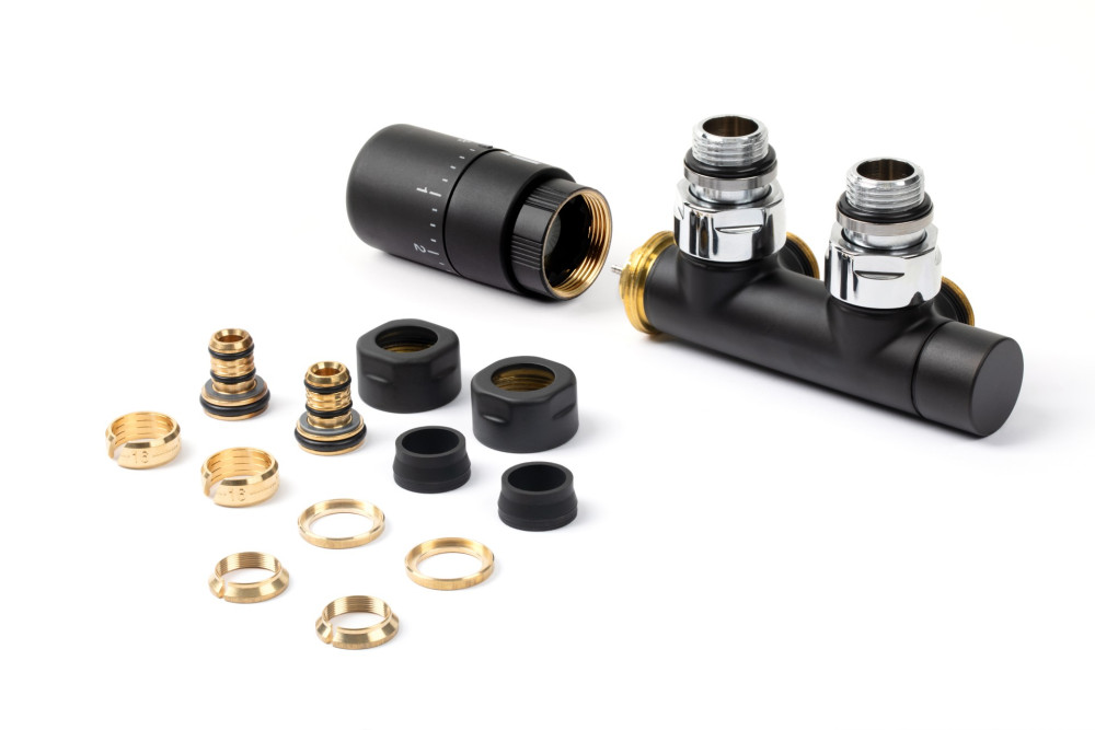 Комплект Теrma інтегрований термостатичний кутовий правий латунь чорний матовий WRZT5G2-CM