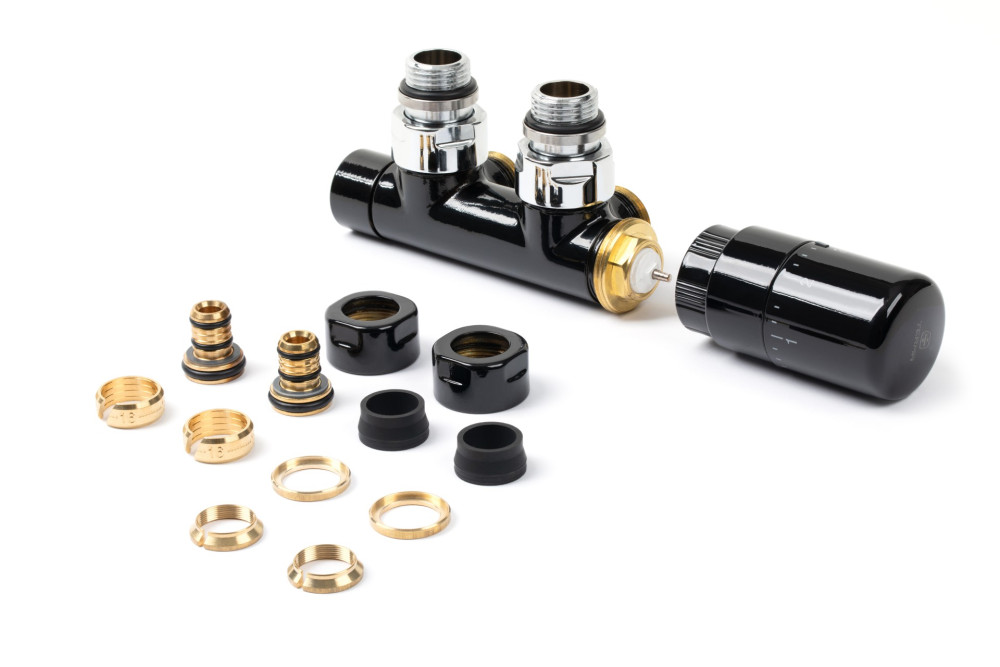 Комплект Теrma інтегрований термостатичний кутовий лівий латунь чорний блиск WRZT5G1-CZ