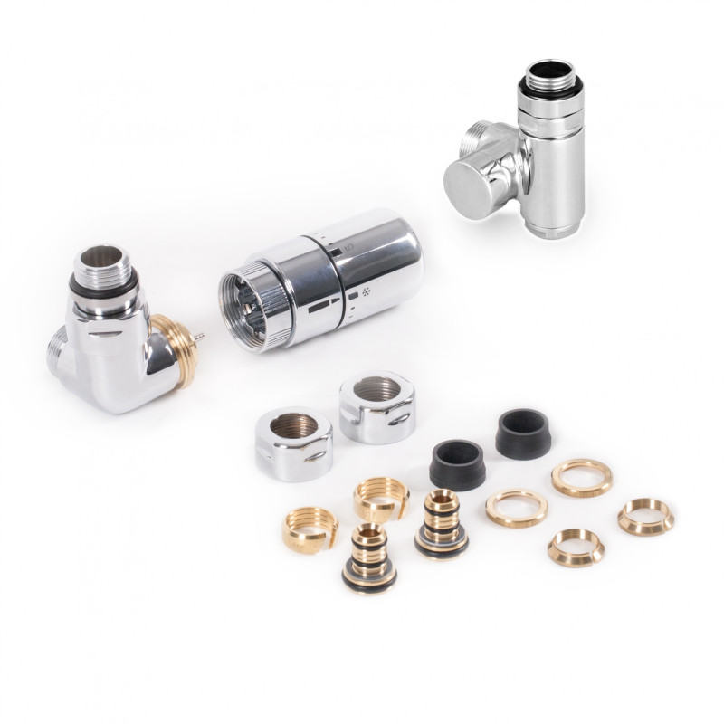 Комплект Терма термостатичний триосьовий з можливістю монтажу через клапан лівий латунь хром WRZTCG4-CR