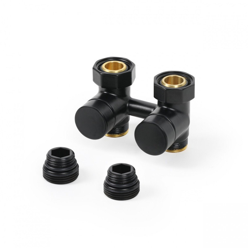 Кран Теrma комбінований запірний прямий латунь чорний мат TGEOCM002