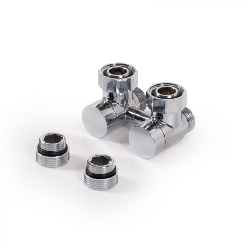 Кран Теrma комбінований запірний кутовий латунь хром TGEOCR001