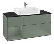 Тумба под раковину Villeroy & Boch Finion 120х50,1 см с подсветкой МДФ оливковый матовый лак/стекло черное матовое F412GMGM