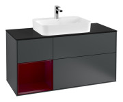 Тумба под раковину Villeroy & Boch Finion 120х50,1 см с подсветкой МДФ темно-синий матовый лак/стекло черное матовое F412HBHG