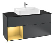 Тумба под раковину Villeroy & Boch Finion 120х50,1 см с подсветкой МДФ темно-синий матовый лак/стекло черное матовое F412HFHG