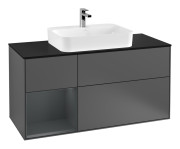 Тумба под раковину Villeroy & Boch Finion 120х50,1 см с подсветкой МДФ антрацит матовый лак/стекло черное матовое F412HGGK