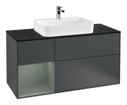 Тумба под раковину Villeroy & Boch Finion 120х50,1 см с подсветкой МДФ темно-синий матовый лак/стекло черное матовое F412GMHG