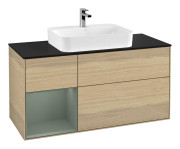 Тумба под раковину Villeroy & Boch Finion 120х50,1 см с подсветкой МДФ шпон дуба/стекло черное матовое F412GMPC