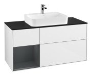 Тумба під раковину Villeroy & Boch Finion 120х50,1 см із підсвічуванням МДФ білий глянцевий лак/скло чорне матове F412HGGF