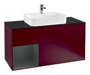 Тумба под раковину Villeroy & Boch Finion 120х50,1 см с подсветкой МДФ пион матовый лак/стекло черное матовое F412HGHB